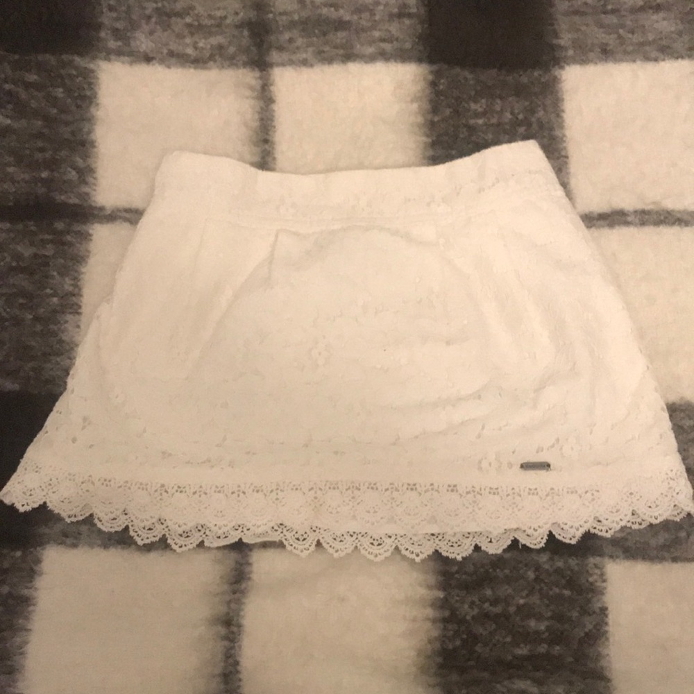 Abercrombie and Fitch white lace mini skirt.